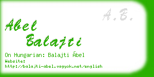 abel balajti business card